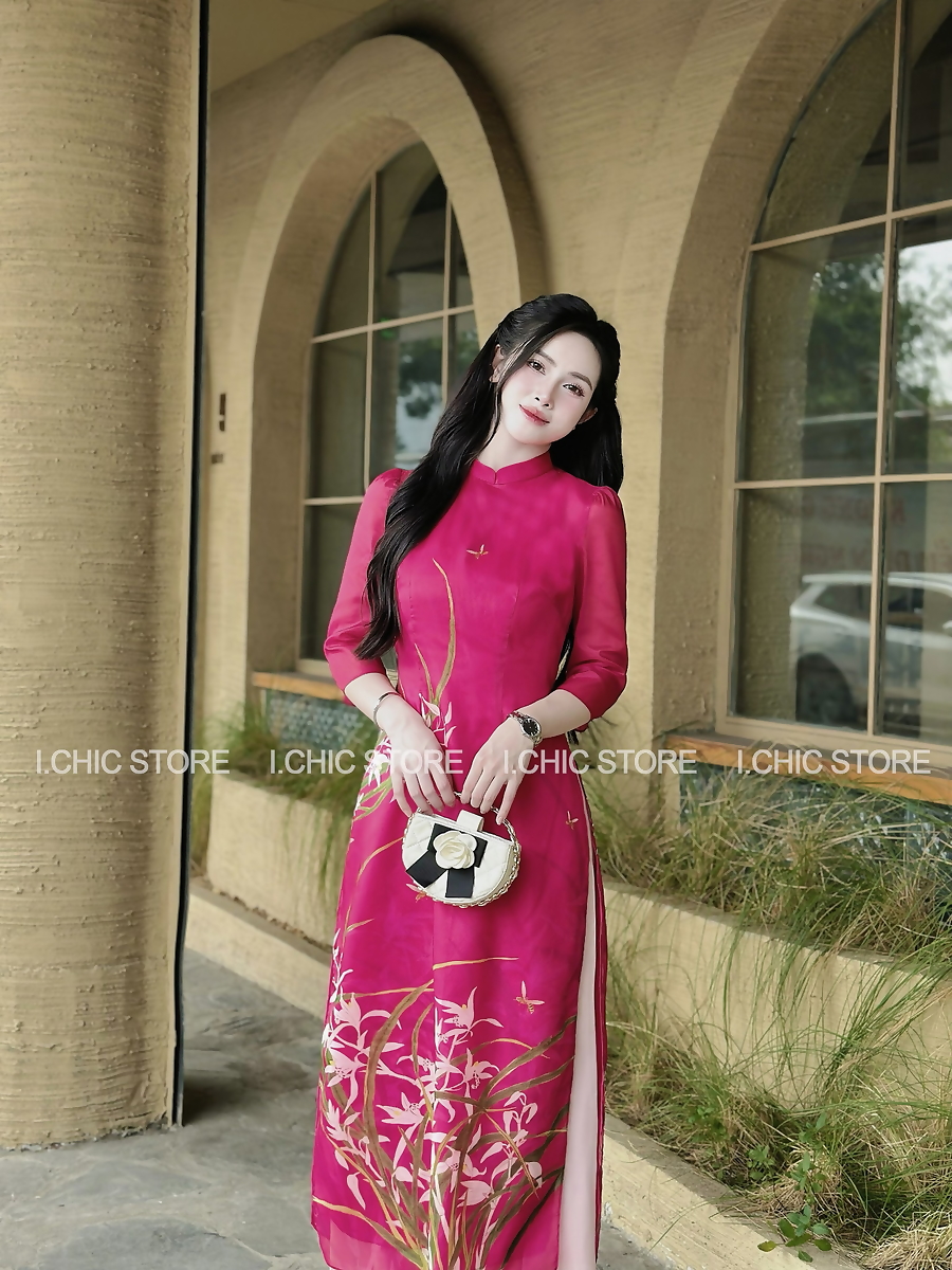 Áo Dài Thảo Tâm Hồng Cẩm